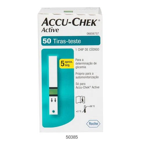 Autoteste para glicemia capilar Accu- Chek Active com 50 tiras reactivas