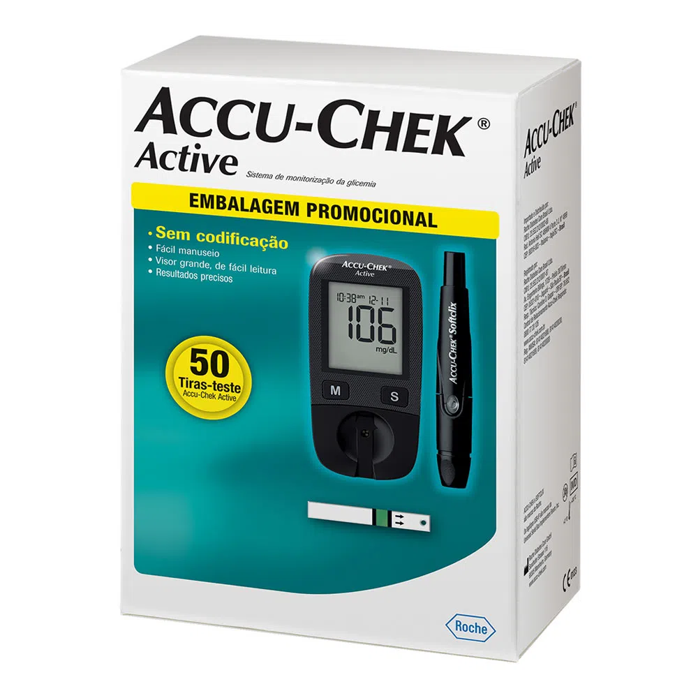 Glicosimetro Accu- Chek Active com 50 tiras- teste