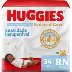 Fralda Huggies Natural Care Mega Rn 34Un