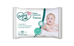 Toalhas Umedecidas Baby Care Premium com 50 unidades