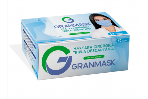 Máscara Granmask CirÃºrgica Tripla Descartável azul com 50 unidades