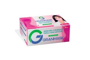 Máscara Granmask CirÃºrgica Tripla Descartável Rosa com 50 unidades