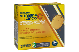 Bem Vita Vitamina C + Zinco 30 Comprimidos Efervecentes Laranja