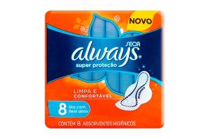 Absorvente Always Super Proteção Cobertura Seca Com Abas Com 8 Unidades