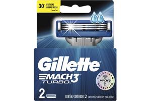 Lâminas de Barbear Gillette Mach3 Turbo Com 2 Unidades