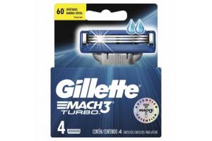 Lâminas de Barbear Gillette Mach3 Turbo Com 4 Unidades