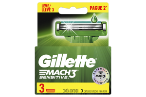 Lâminas de Barbear Gillette Mach3 Sensitive Leve 3 Pague 2