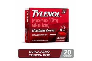 Tylenol DC 1g Paracetamol 500mg Cafeína 65mg  com 20 comprimidos 