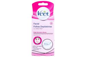 Veet Facial Folhas Depilatórias Peles Normais e Secas Com 12 Folhas